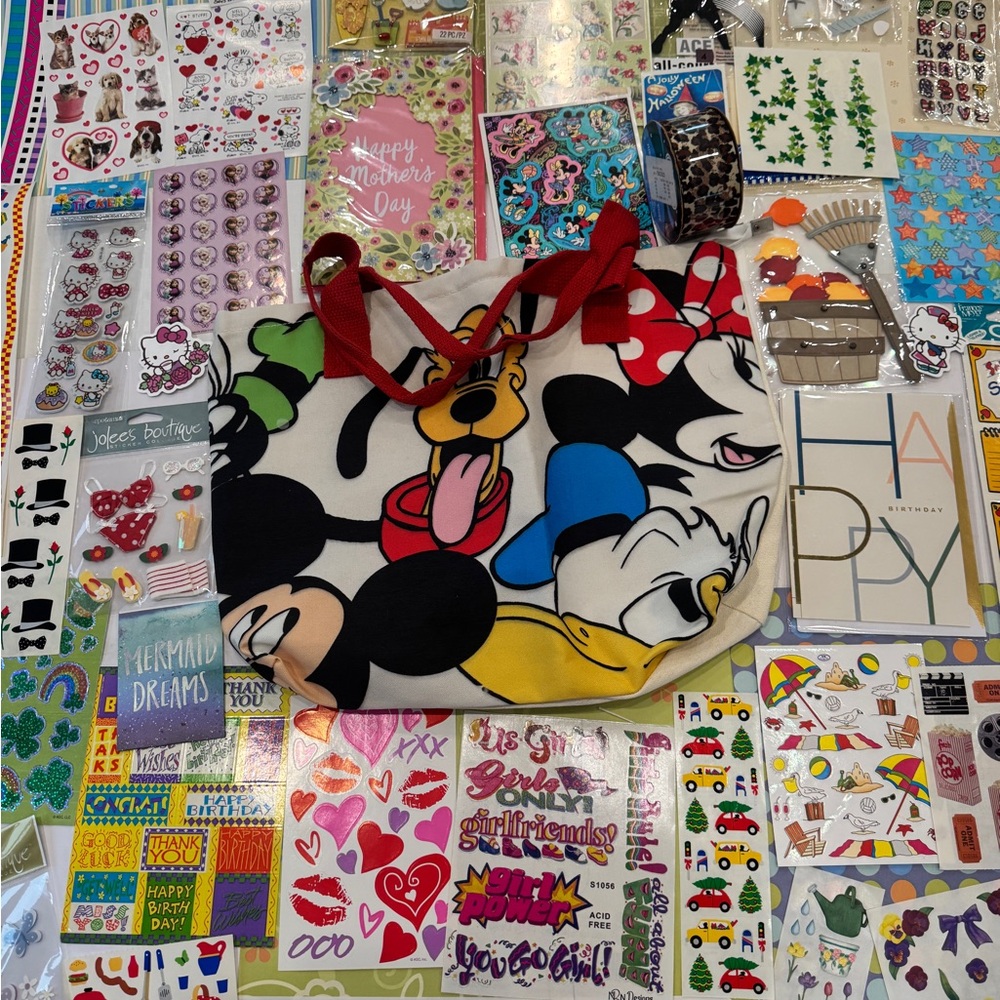 Scrapbooking lot 55+ Jolees HelloKitty Snoopy Disney Pooh Mickey MrsGrossmans